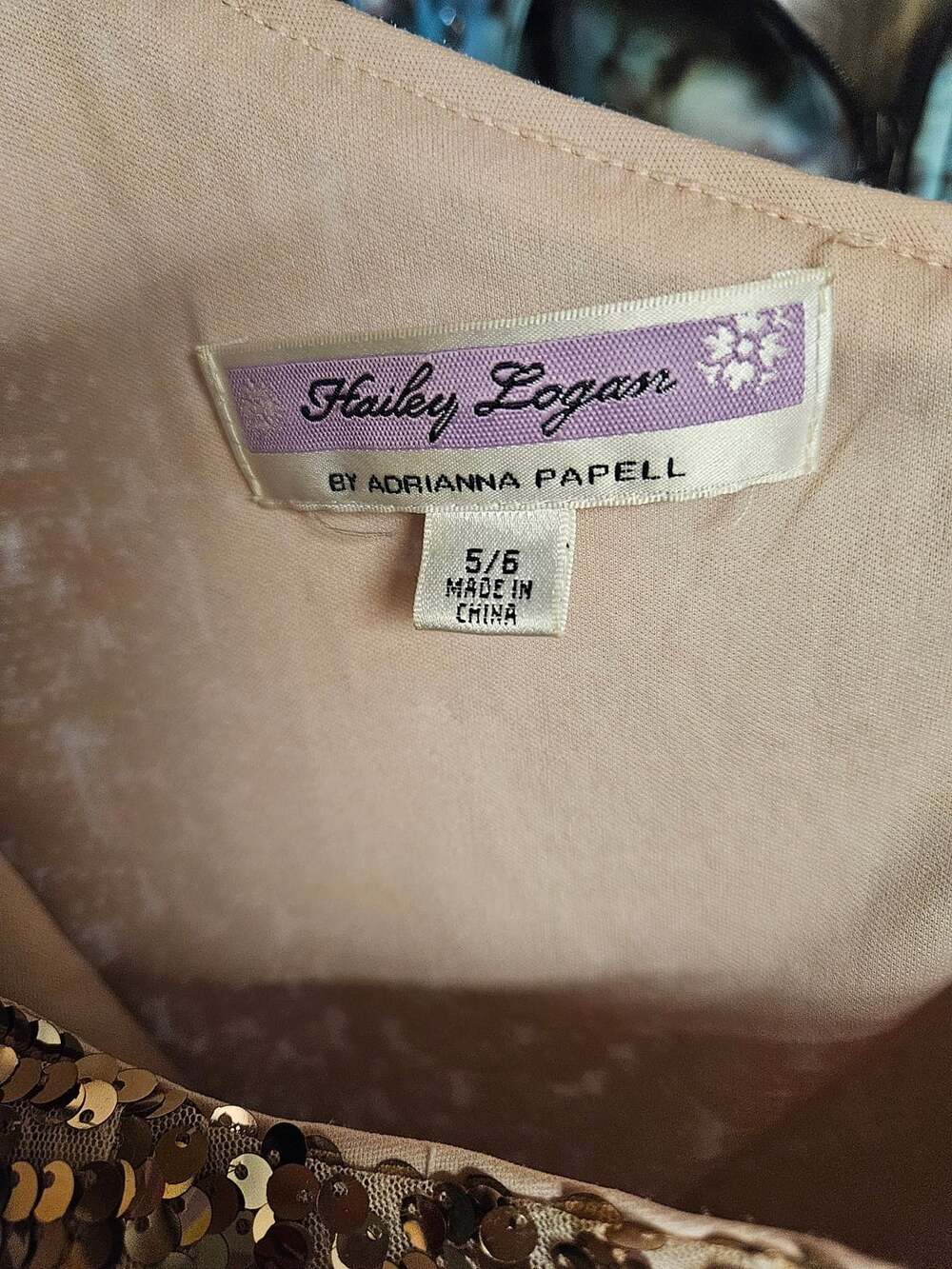 Hailey Logan by Adrianna Papell Sequin Cocktail Dress Size 5/6 Gold Bronze - Picture 7 of 7
